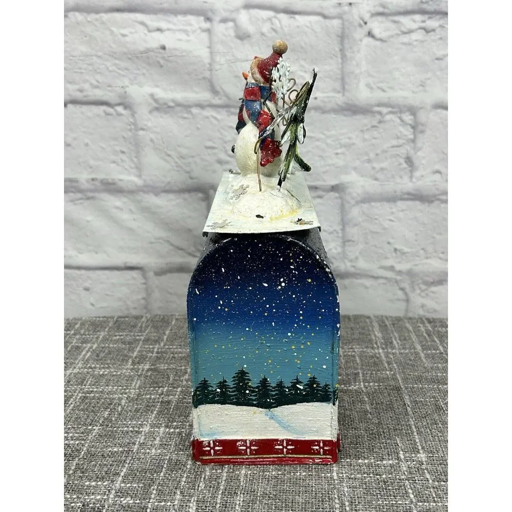 Grandeur Noel Mailbox Christmas 2002 Vintage Painted Snowman‎ Topper w Box